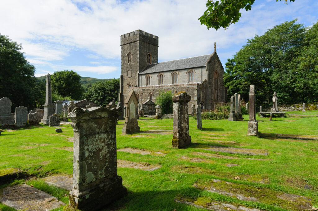 Kilmartin Church and graveyard in Scotland  by Cornfield