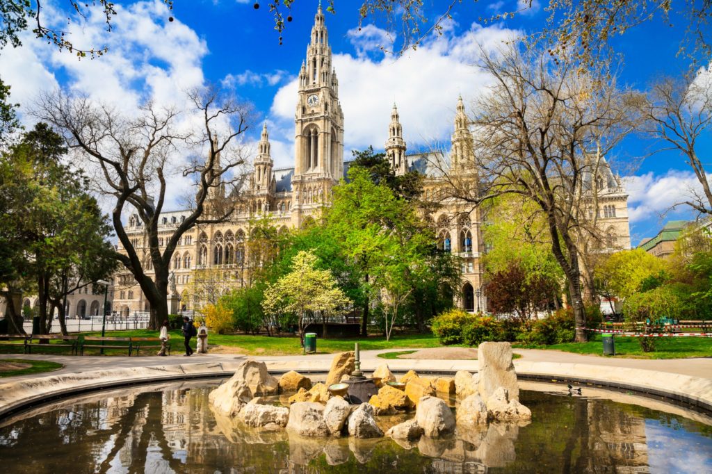 Vienna, beautiful park near city hall