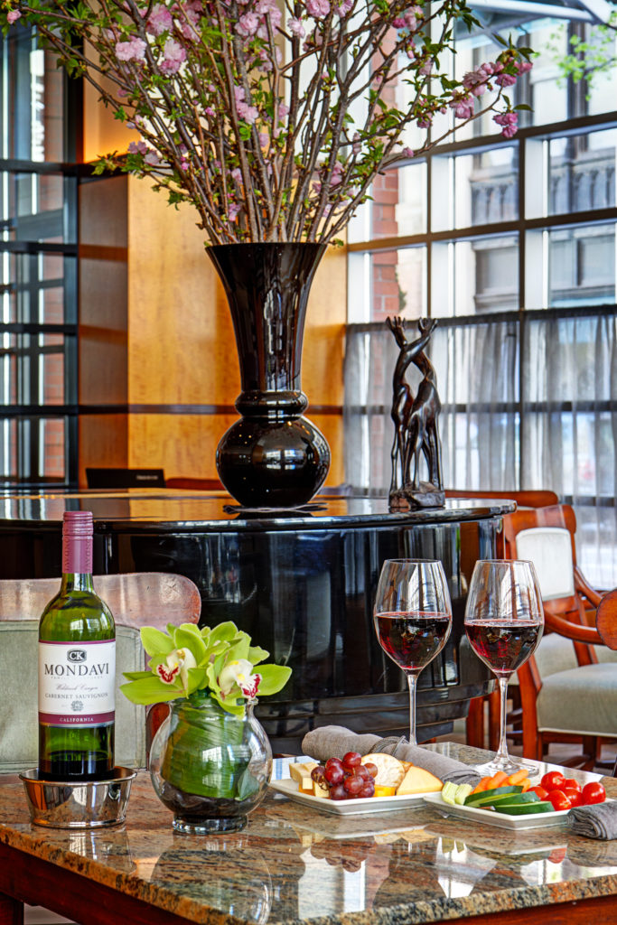 The elegant lobby of the Hotel Giraffe.