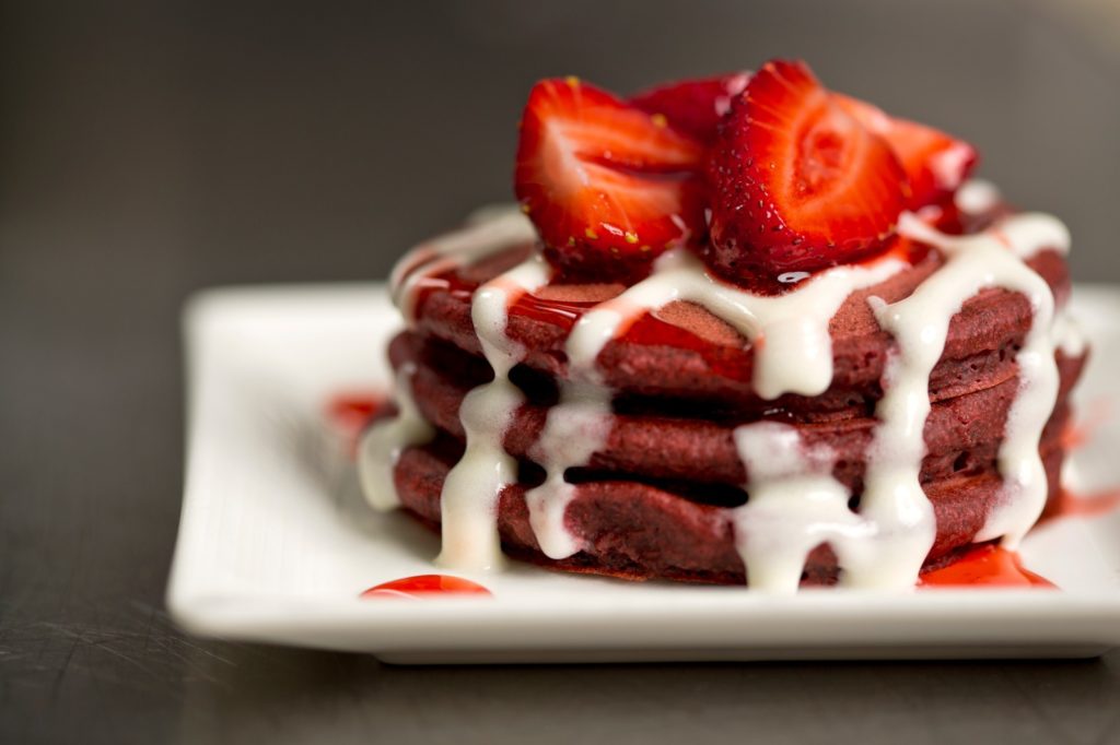 Red Velvet Pancakes at the Bacchanal, Caesars Palace, Las Vegas