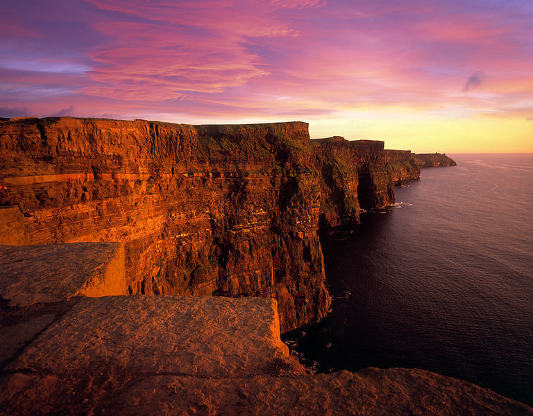 The Cliffs of Moher, Ireland, at sunset. Image: Christopher Hill.