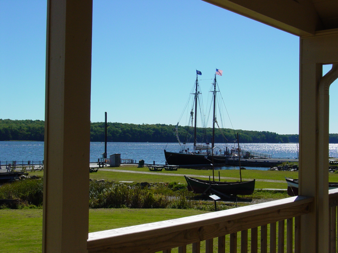View of boats from Maine Maritime Museum