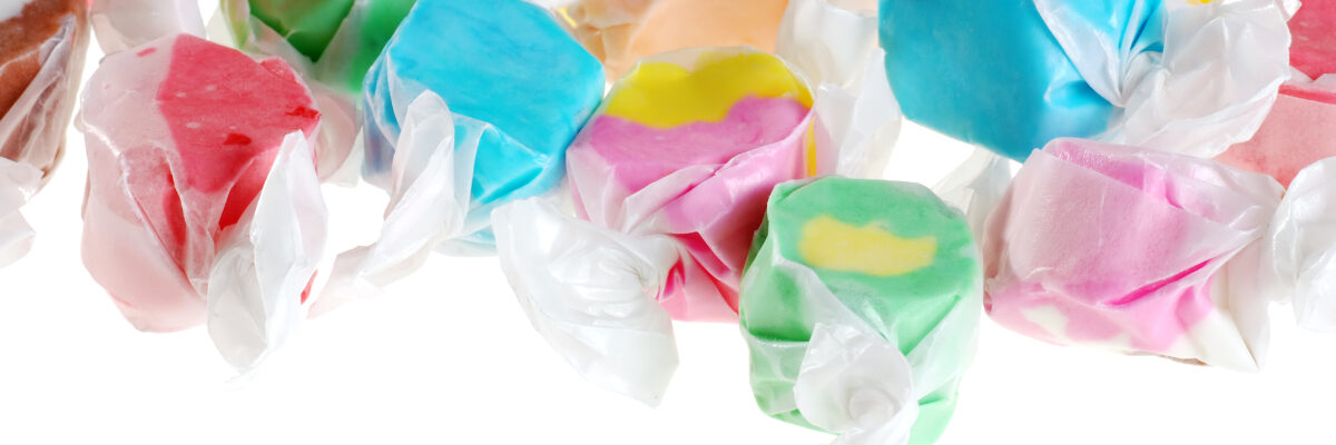 Colorful salt water taffy